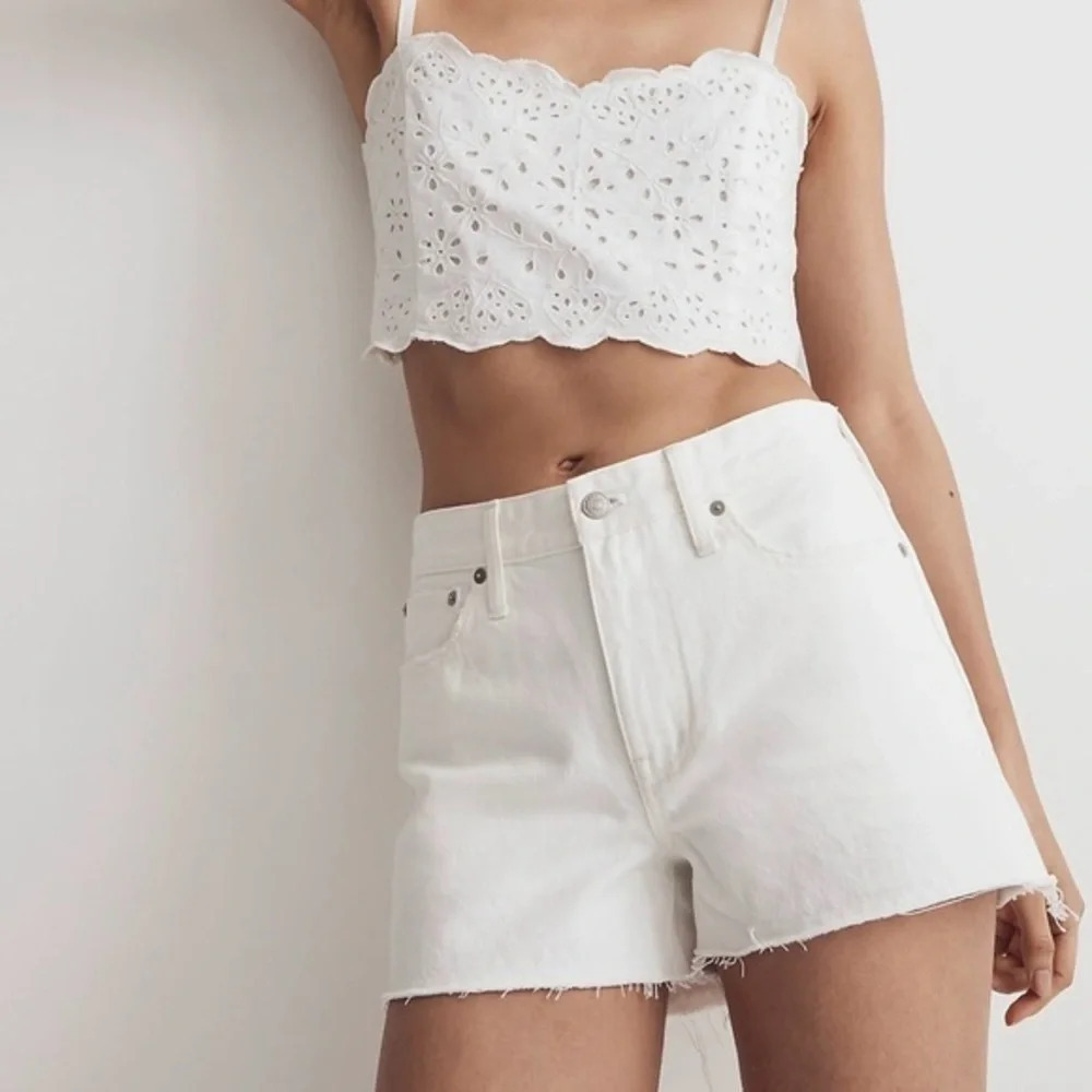 New Madewell Relaxed Denim Shorts Tile White